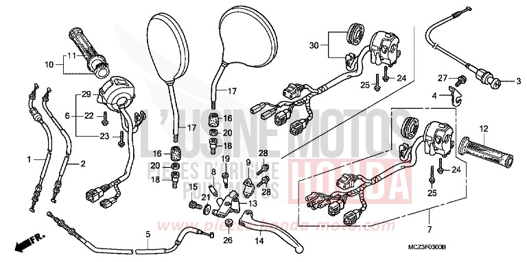 HANDLE LEVER/SWITCH/CABLE for Hornet 900 DEGITAL SILVER METALLIC (NHA30) from 2005